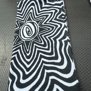 RTS OOAK Black Hole Sun tarot card drawstring pouch original fabric witches and wanderers psychedelic hand drawn psyvortex design