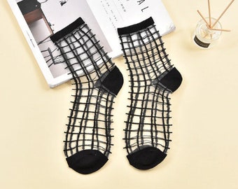 Black Sheer Ankle Socks / Transparent Ankle Socks / Ankle Socks / Mesh Socks