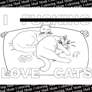 大人の塗り絵、呪いの言葉の塗り絵、猫が大好きの塗り絵