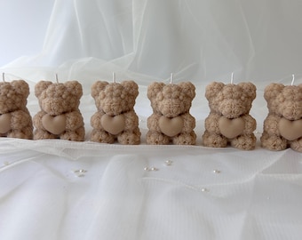 Wholesale Teddy Bear Party Favor - Bulk Candles For Party - Gender Reveal - Bautism Candle - Soy Wax Mini Candles - Cute Teddy Bear Birthday