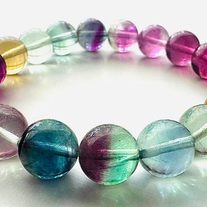 AAA high quality candy rainbow fluorite natural gemstone crystal bracelet, 12mm