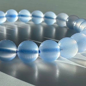 Blue chalcedony natural crystal bracelet, 8mm
