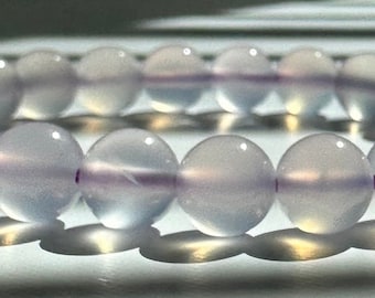 Lilac purple chalcedony natural crystal bracelet, 8mm