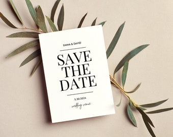 Plantilla editable moderna para guardar la fecha, descarga digital simple para guardar la fecha, plantilla imprimible minimalista para guardar la fecha DIY, invitación elegante