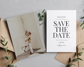 Minimaliste enregistrer le modèle imprimable DIY Date, moderne modifiable enregistrer le modèle de date, Simple enregistrer le téléchargement numérique Date, Chic Invite