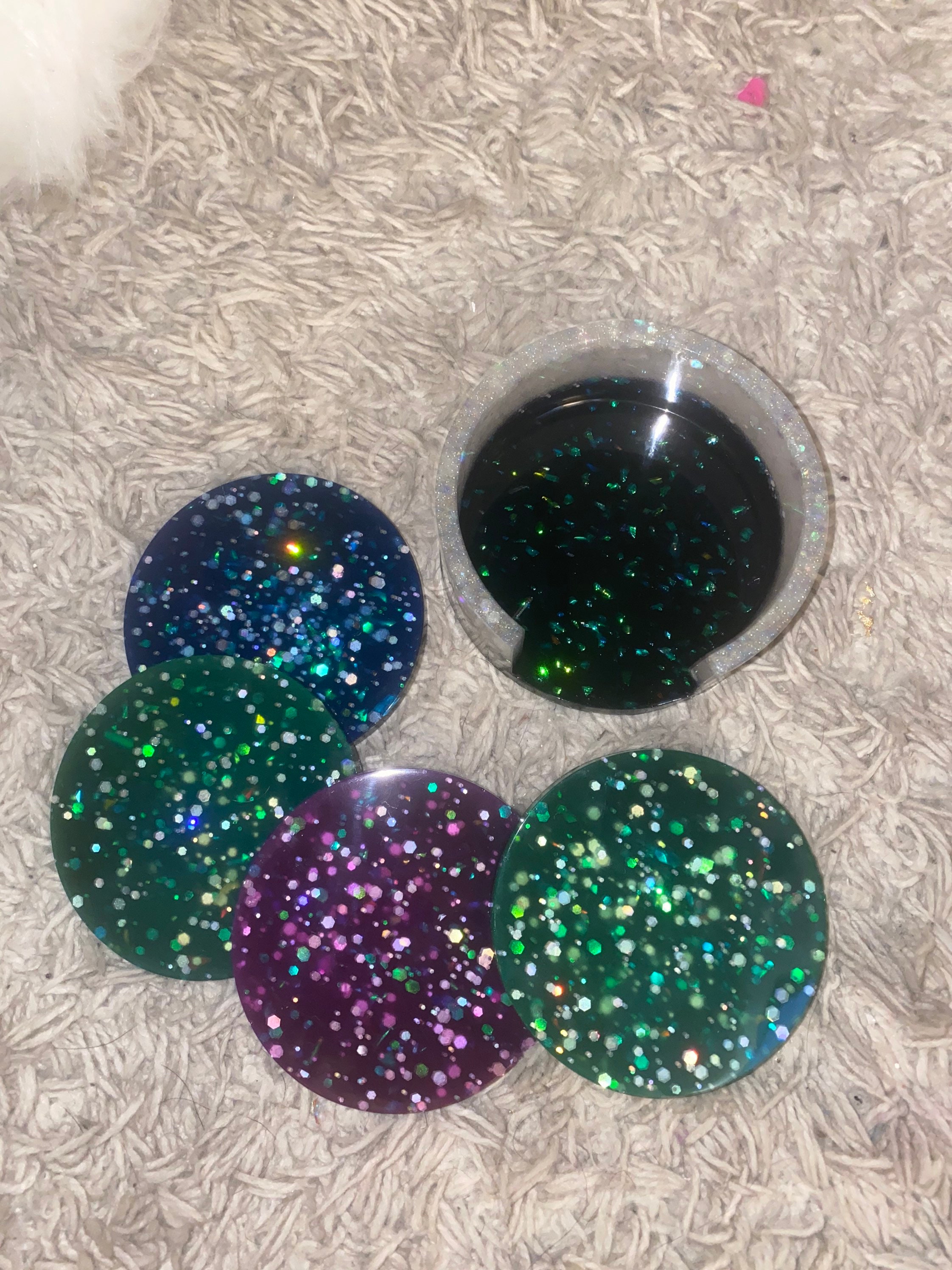 UV Reactive Resin Coaster Set with Holder Etsy