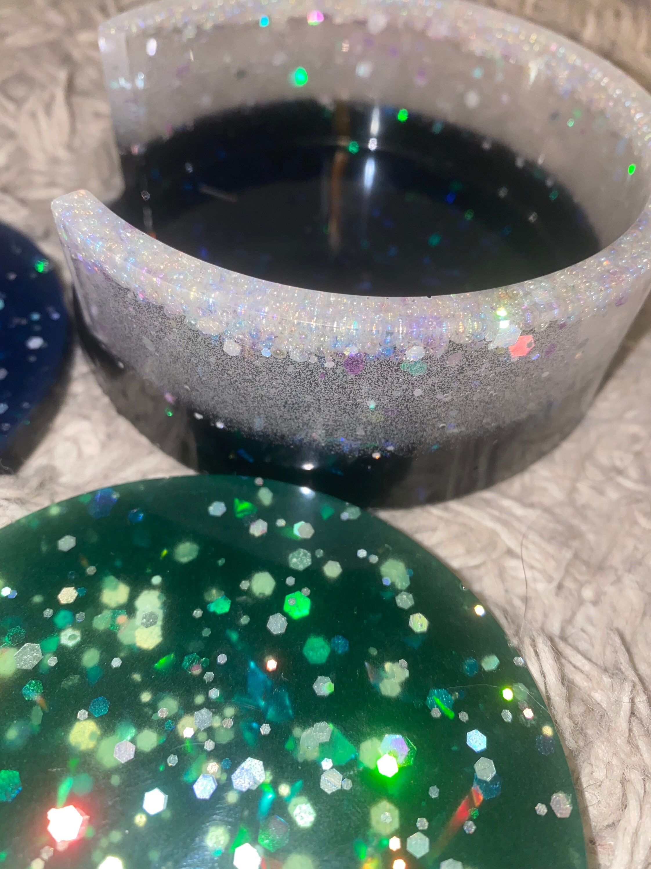 UV Reactive Resin Coaster Set with Holder Etsy