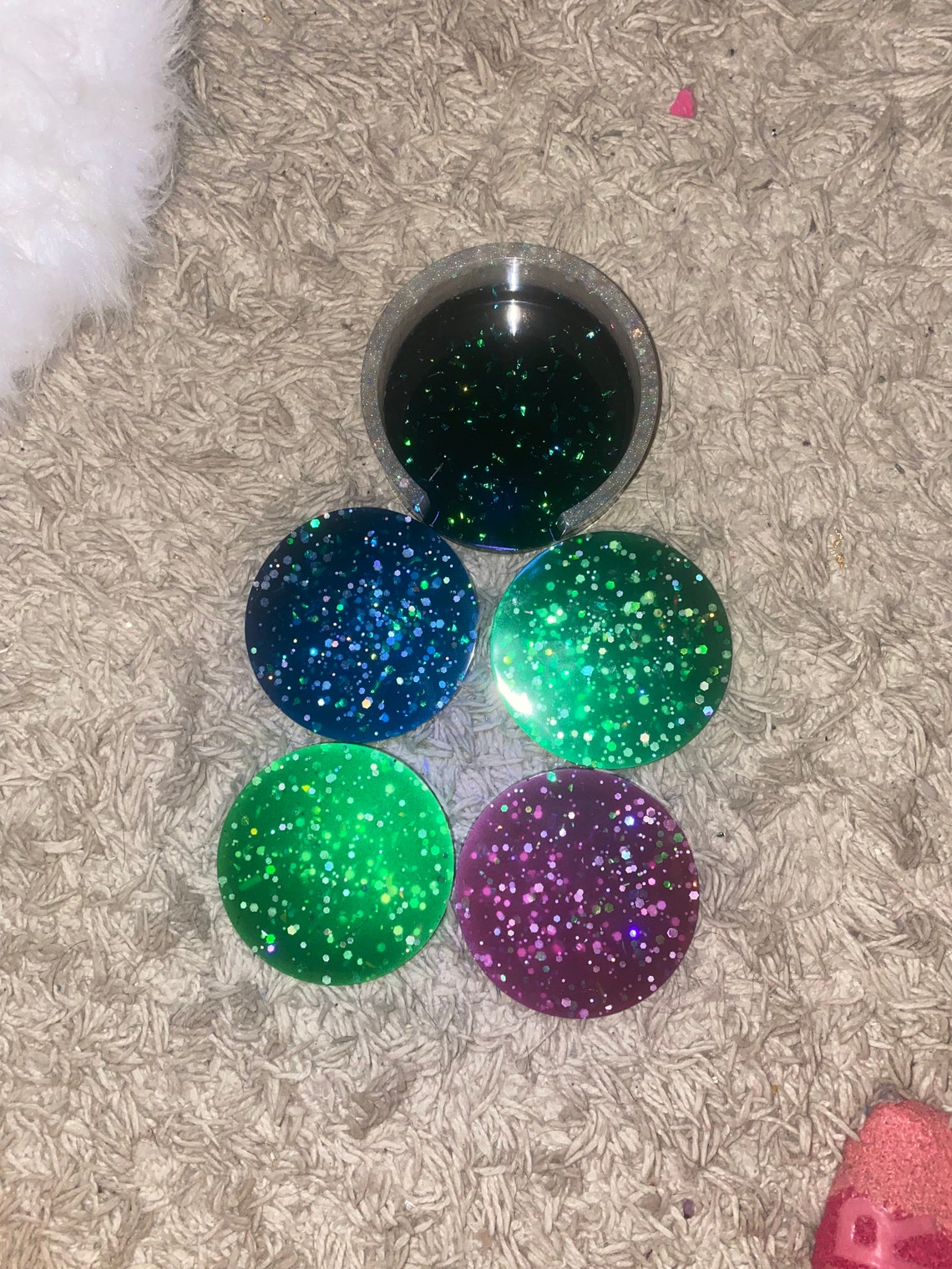 UV Reactive Resin Coaster Set with Holder Etsy