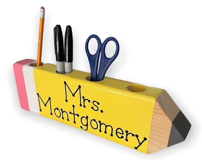 Personalized Wooden Pencil Holder for Teacher Gift Custom Pencil Holder
