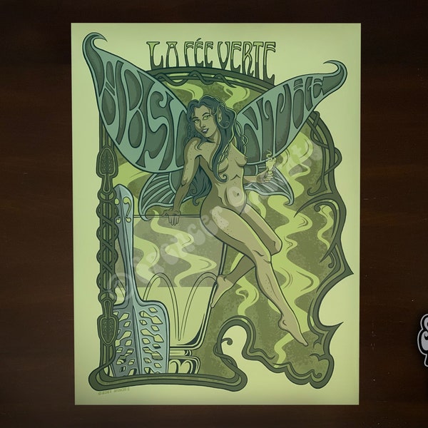 Madness is Intoxicating, Green Fairy Absinthe Poster, 18x24, Art Print, Illustration, Spencer Onorato Illustration, Wall Art, La Fée Verte