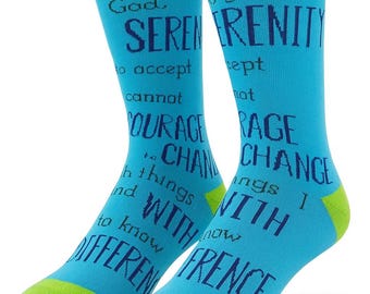 Serenity Prayer Socks – 12 Steps Recovery Gift, AA Sponsor Present UK