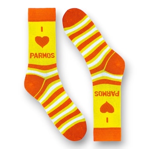 I love Parmos unisex novelty fun socks - perfect gift for Boro fc fan Teesside parmo lover UTB
