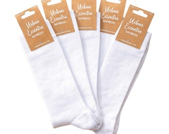 Men’s White Bamboo Socks 5 Pack UK 6–11 – Soft Breathable Everyday Socks – Comfortable Work Socks – Plain White Gift for Him