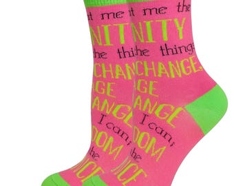 Serenity Prayer Socks – AA Recovery Gift for Women, 12 Steps Present, Size 4-8