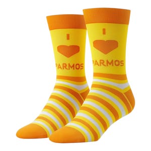 I Love Parmo Socks – Funny Food Socks – Teesside Gift – Novelty Socks for Him or Her – British Food Gift – UK Boro 6-11