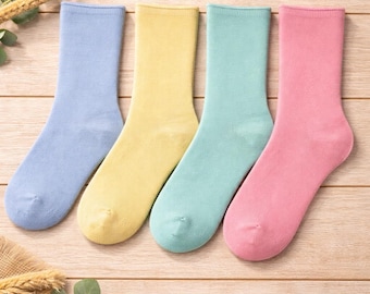 Bamboo Sock Gift Set for Women (4 Pairs) UK 4–8 | Soft Breathable Pastel Socks | Birthday Gift, Letterbox Gift, Cosy Everyday Socks