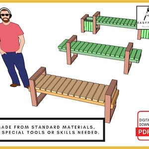 PLANS for Garden Bench made from Standard Materials 3 Different Designs  Easy DIY Woodwork Project for the Garden