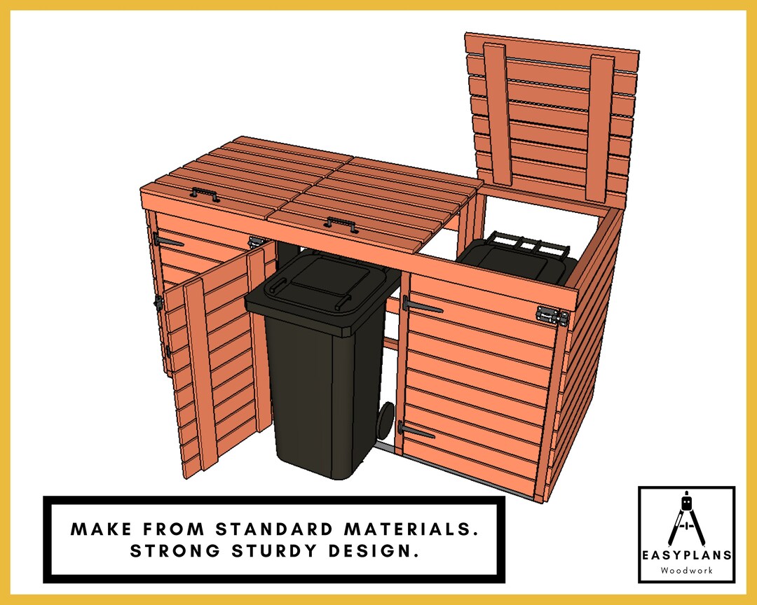 Wheelie Bin Storage Plans Two or Three Bay System DIY Etsy Canada