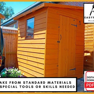 PLANS for Storage Shed 6ft x 5ft Lean To Style DIY Woodwork Project for the Garden