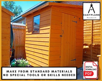 PLANS for Storage Shed 6ft x 5ft Lean To Style DIY Woodwork Project for the Garden