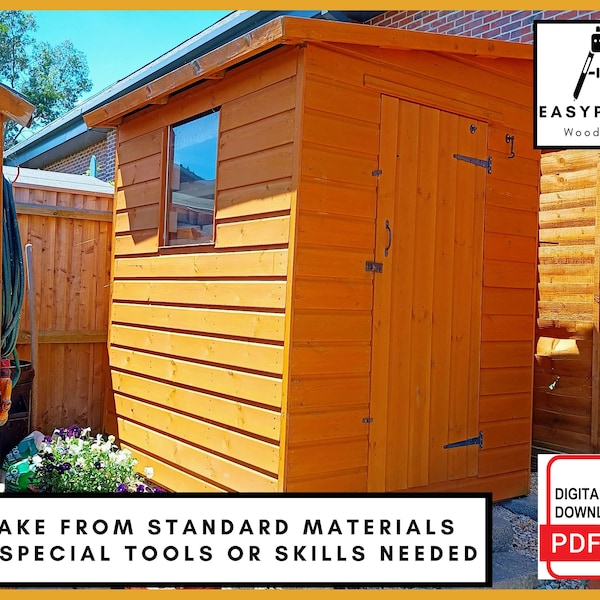 PLANS for Storage Shed 6ft x 5ft Lean To Style DIY Woodwork Project for the Garden