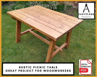 PLANS for Picnic Table 4ft x 3ft Woodworking DIY Project for the Garden