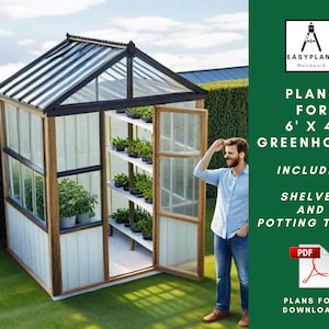 Greenhouse Plans: 6ft x 4ft Gable Roof, Potting Table (PDF Download)