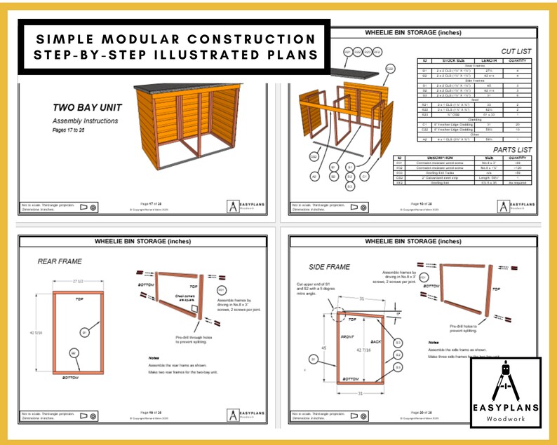 Simple Low Budget Wheelie Bin Storage Plans One Two or Three Etsy