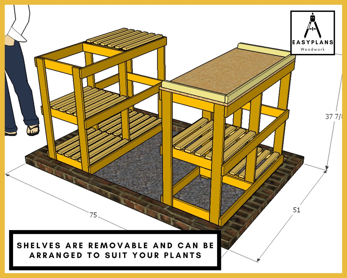 Greenhouse Staging Plans with Removable Shelves and Potting Etsy UK