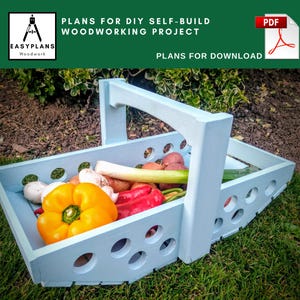 Garden Trug Plans: Fruit Vegetable Basket, Woodworking Project (PDF Pattern)