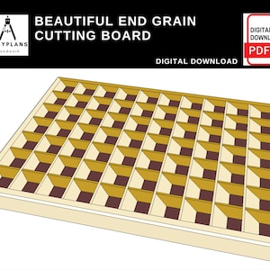 PLANS for 3D Design End Grain Cutting Chopping Board Woodworking Project for the Home