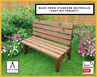 PLANS for Garden Seat Plans, Garden Bench, Simple DIY Woodworking Project for the Garden