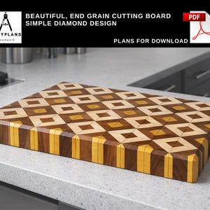 PLANS for End Grain Cutting Board Simple Diamond Design Woodworking Project for the Home