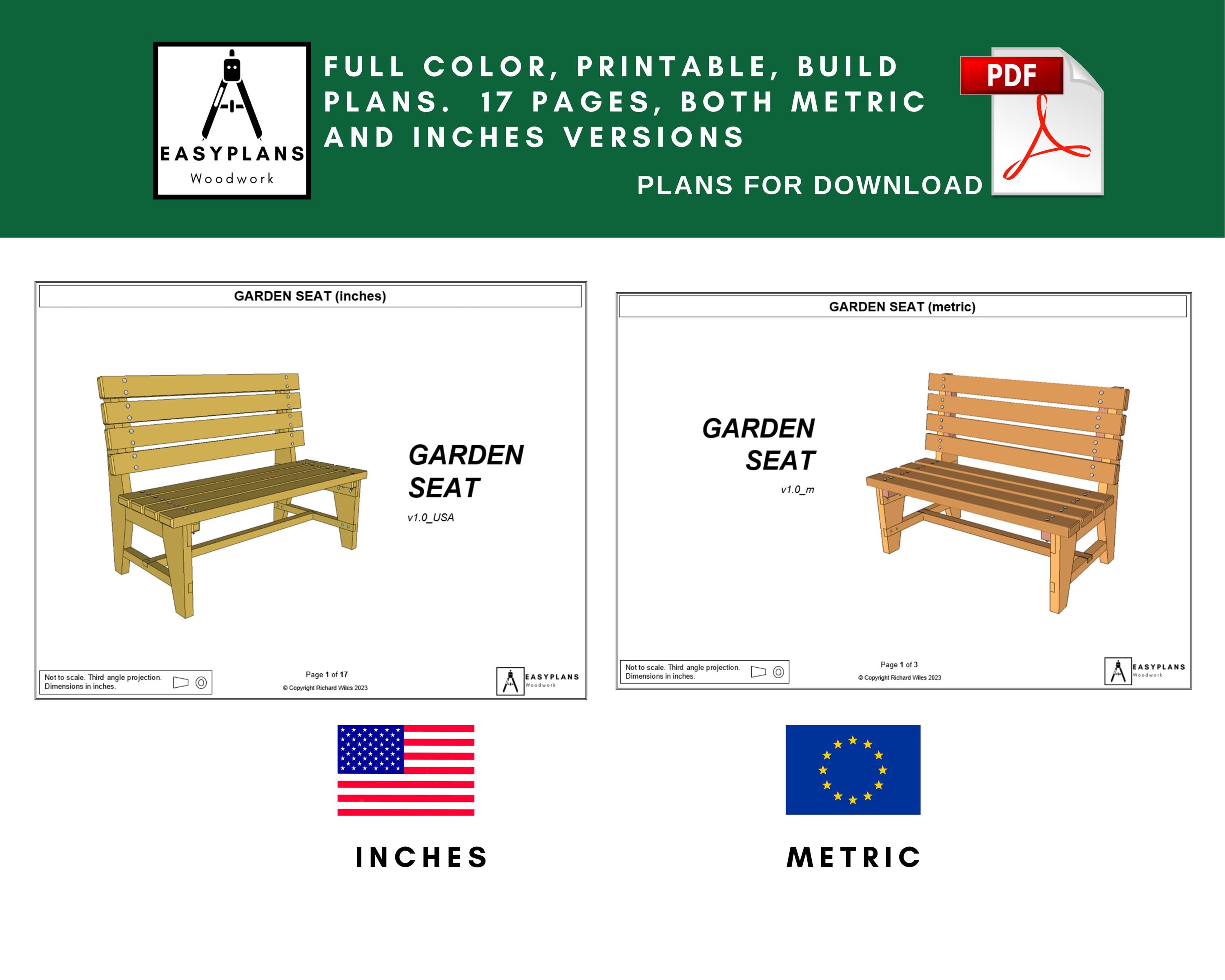 Garden Bench DIY Plans: Simple Woodworking Project (digital Download ...