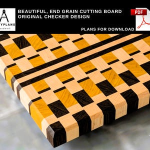 PLANS for End Grain Cutting Board Simple Checker Design Woodworking Project for the Home