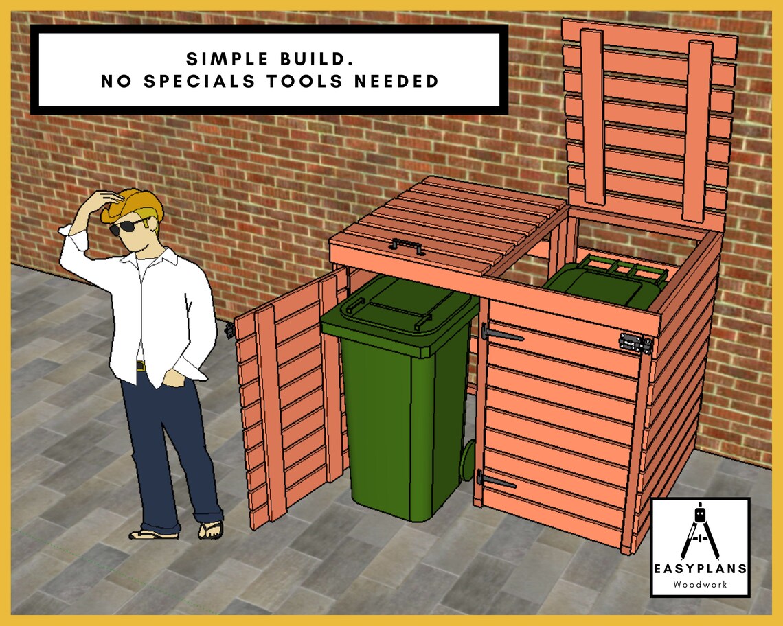 Wheelie Bin Storage Plans Two or Three Bay System DIY Etsy Canada