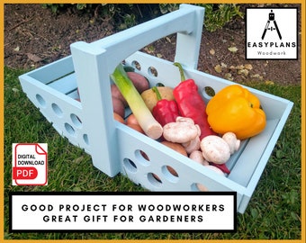 PLANS for Fruit Vegetable Basket or Garden Trug, Great Project for woodworkers and growers alike.