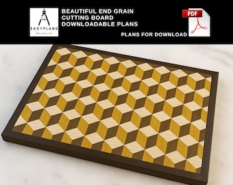 3D End Grain Cutting Board Plans: Woodworking Project (PDF)
