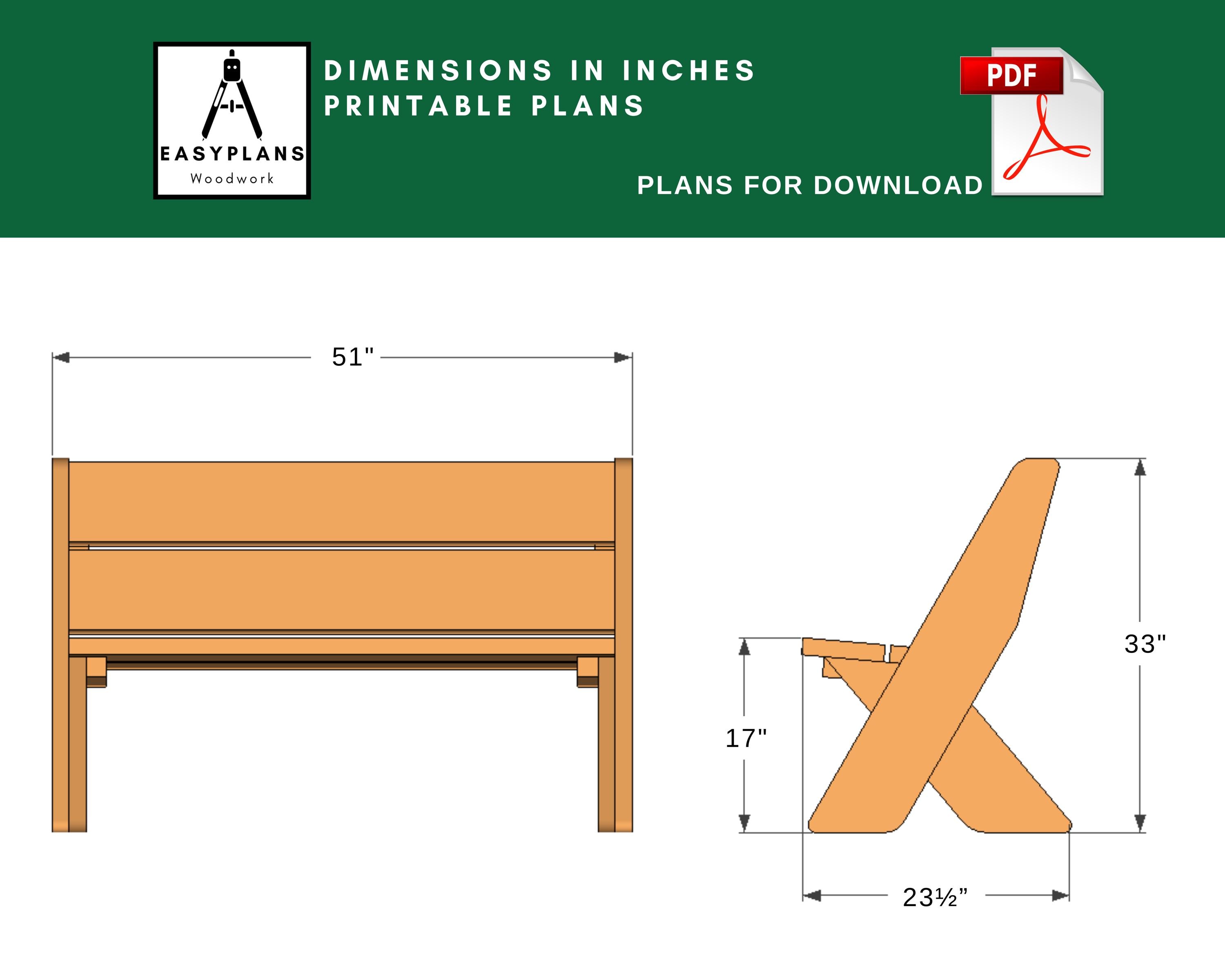 Garden Bench Plans: Simple DIY Woodworking Project (PDF Pattern) - Etsy