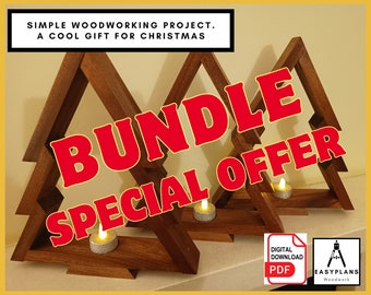 PLANS for Wooden Christmas Tree & Star Decorations BUNDLE DIY Woodworking Project for Christmas