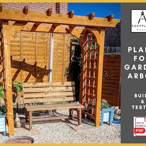 PLÄNE für Garten Laube, Pergola mit Rankgitter, rustikaler Bogen, einfaches DIY Holzbearbeitungsprojekt für den Garten
