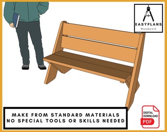 PLANS for Garden Bench made from Standard Materials Simple DIY Woodworking Project for the Garden