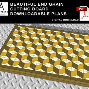 PLANS for Beautiful 3D Design End Grain Cutting Chopping Board Woodworking Project for the Home