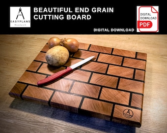 PLANS for End Grain Cutting Board Brick Wall Design Woodworking Project for the Home
