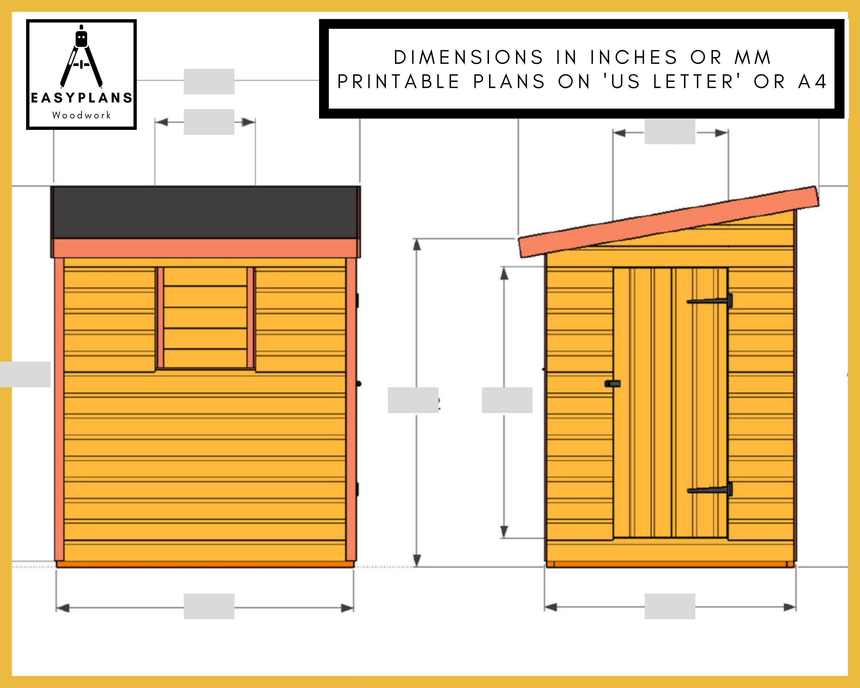 DIY Lean to Shed Plans: 6ft X 5ft Woodwork Project (PDF Download) - Etsy