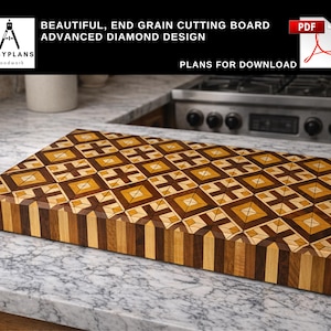 PIANI per tagliere con venatura finale Progetto di lavorazione del legno con design avanzato a diamante per la casa