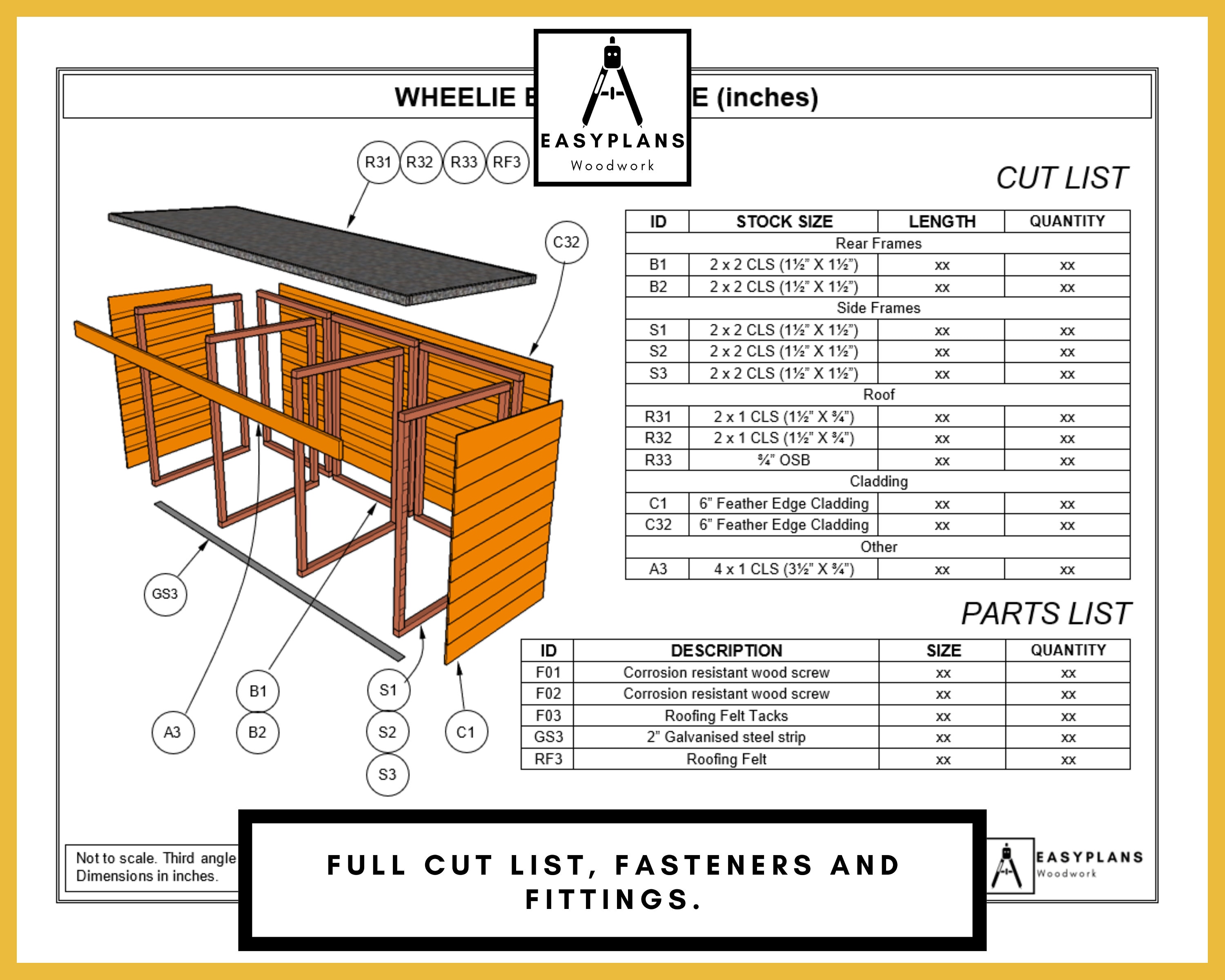 Simple Low Budget Wheelie Bin Storage Plans One Two or Three Etsy