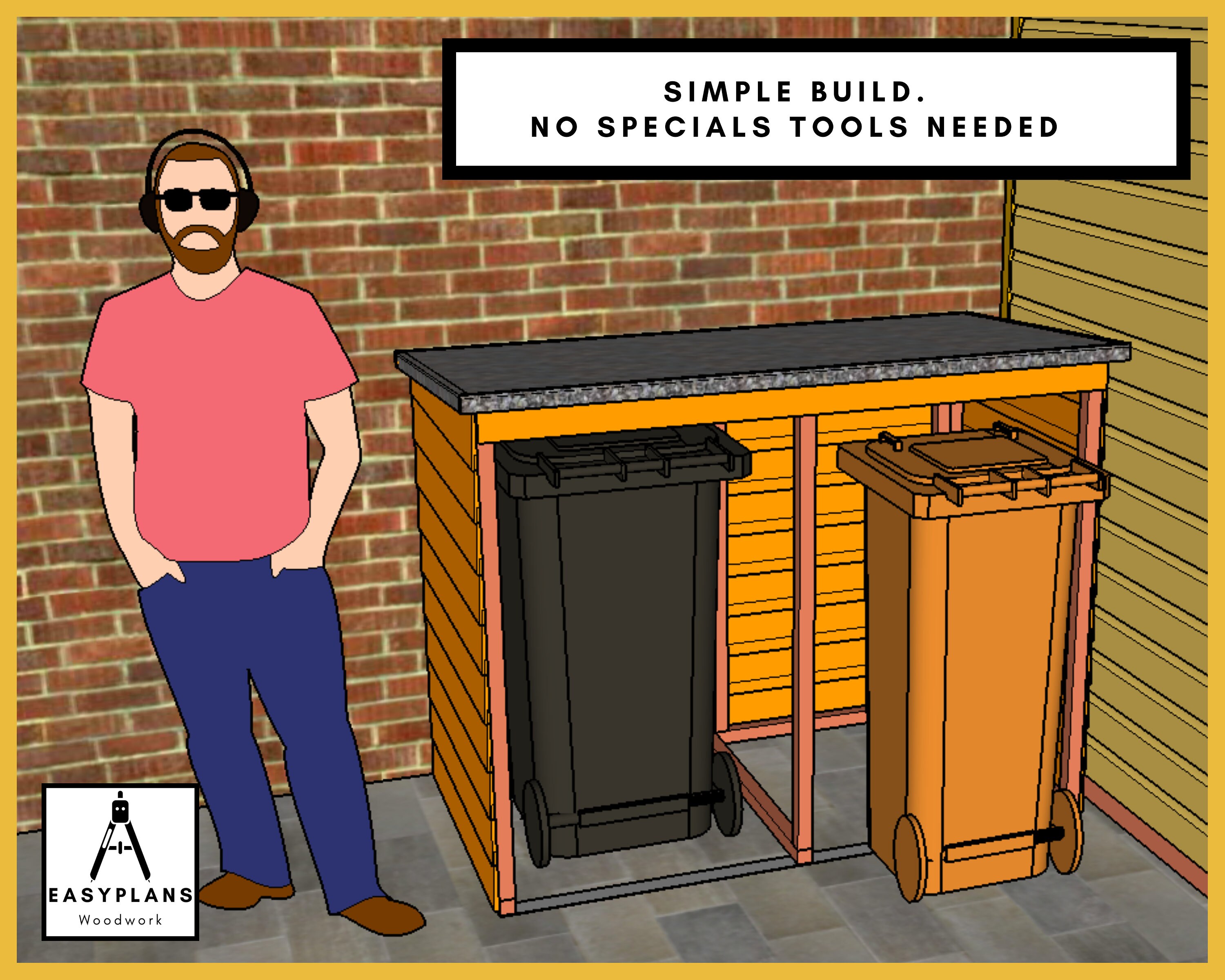 Simple Low Budget Wheelie Bin Storage Plans One Two or Three Etsy