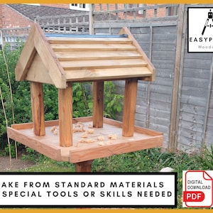 PLANS for Bird Table Bird Feeder, Simple DIY Woodworking Project for the Garden. image 1