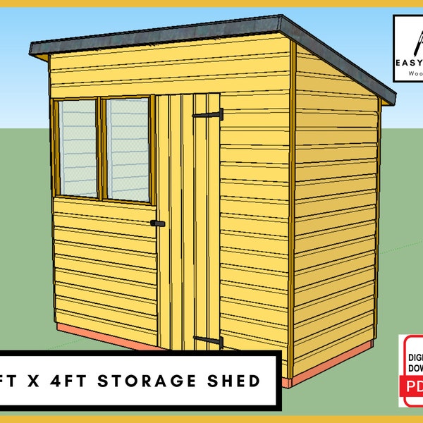 PLANS for Lean To Storage Shed 8ft x 4ft DIY Woodworking Project for the garden